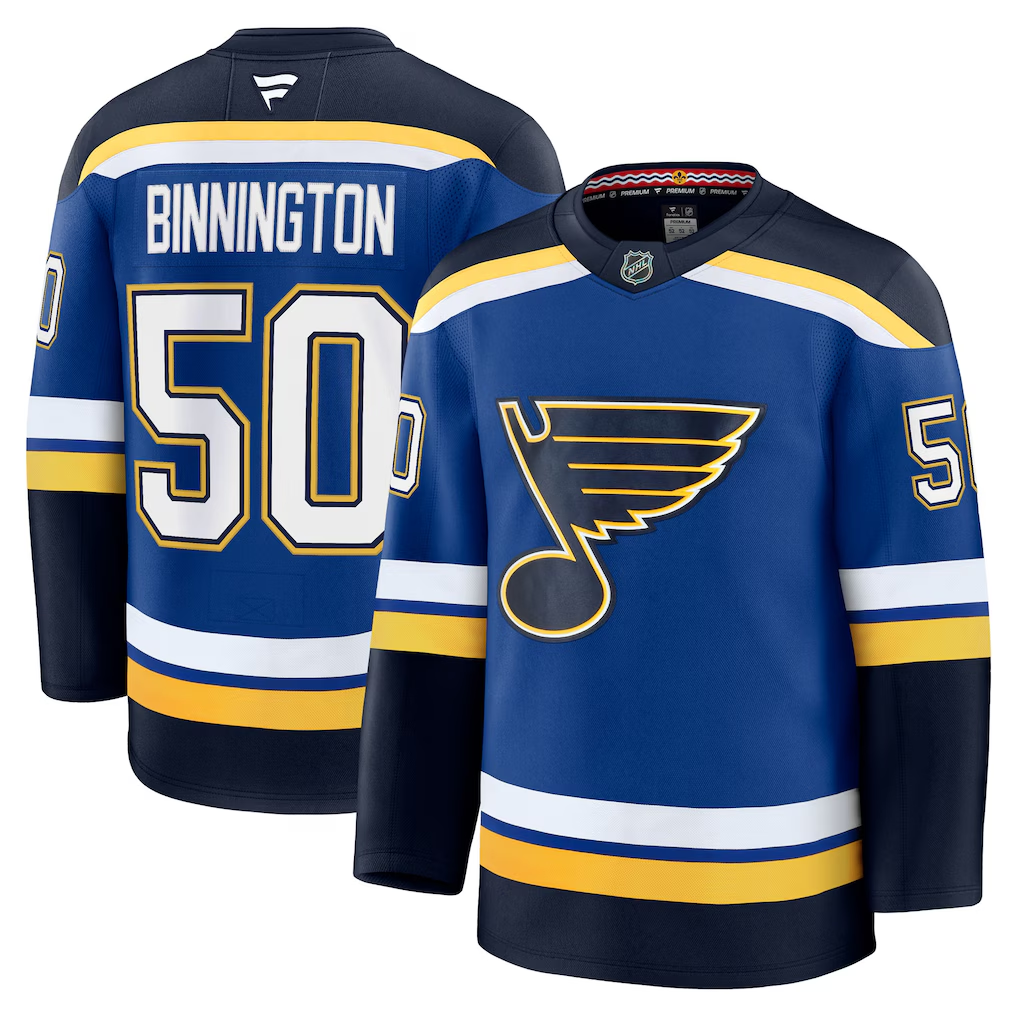Men's St. Louis Blues Jordan Binnington Fanatics Blue Breakaway Player Jersey