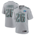 Men's Philadelphia Eagles Miles Sanders Gray Super Bowl LVII Patch Atmosphere Fashion Game Jersey