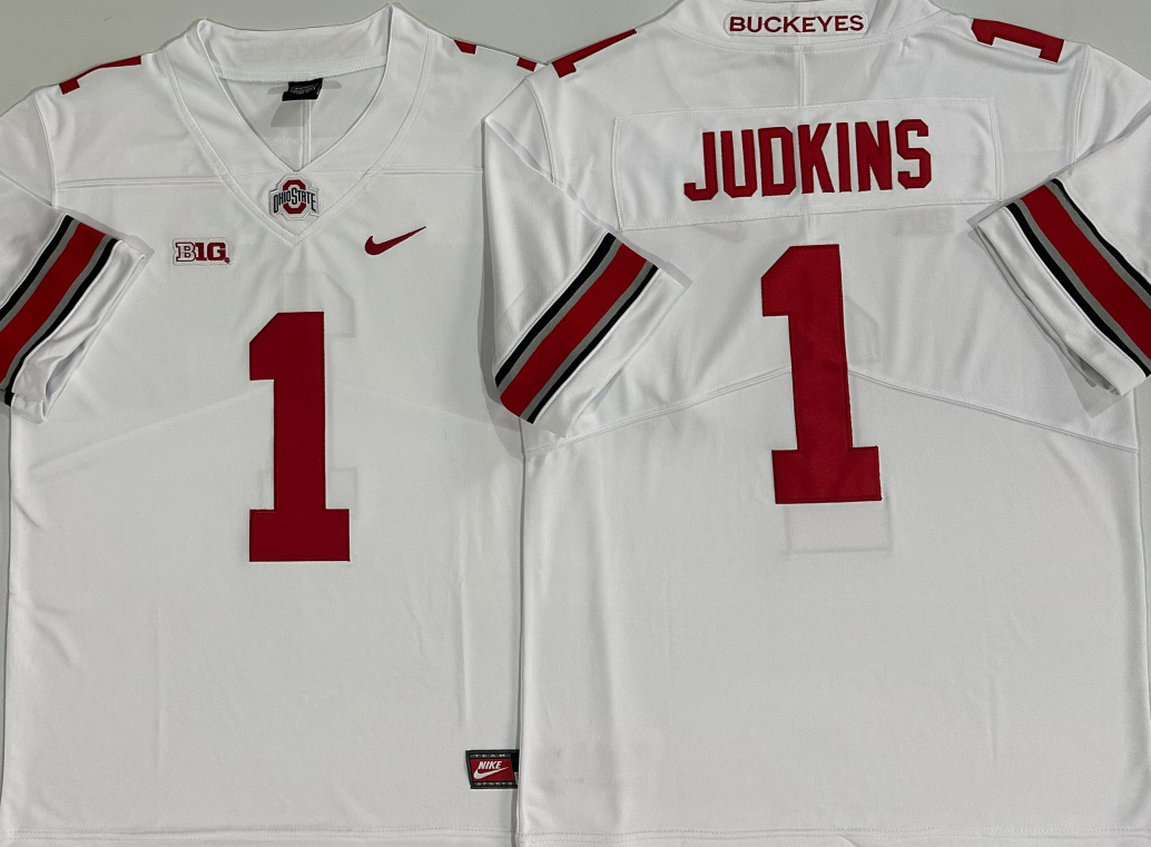 Men's Ohio State Buckeyes Quinshon Judkins White Player Jersey