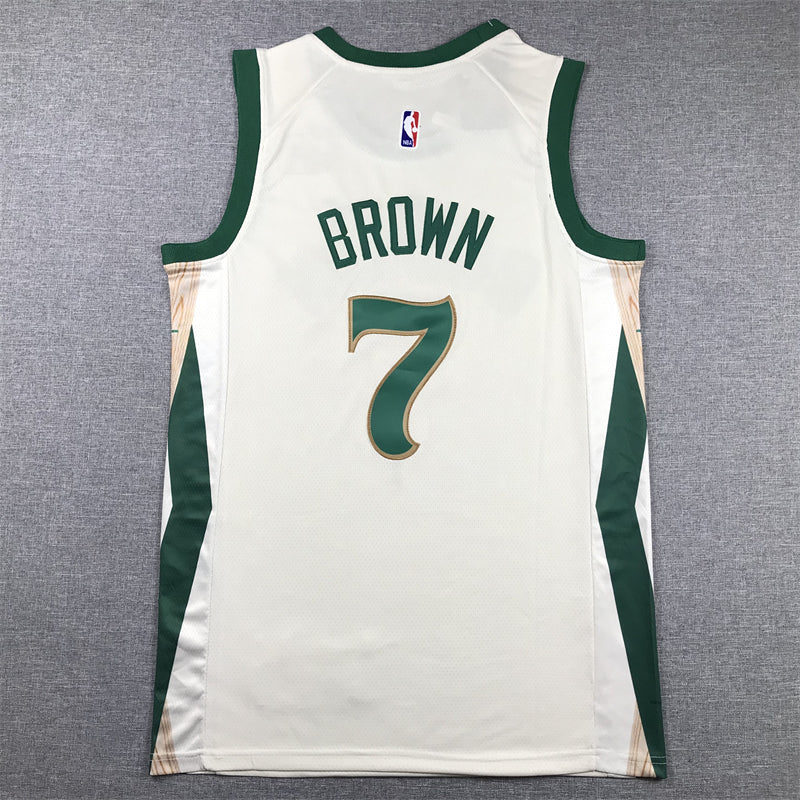 Men's Boston Celtics Jaylen Brown White 2023/24 Swingman Jersey - City Edition