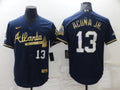 Men's Atlanta Braves Ronald Acuna Jr. Navy Fashion Stitched Jersey