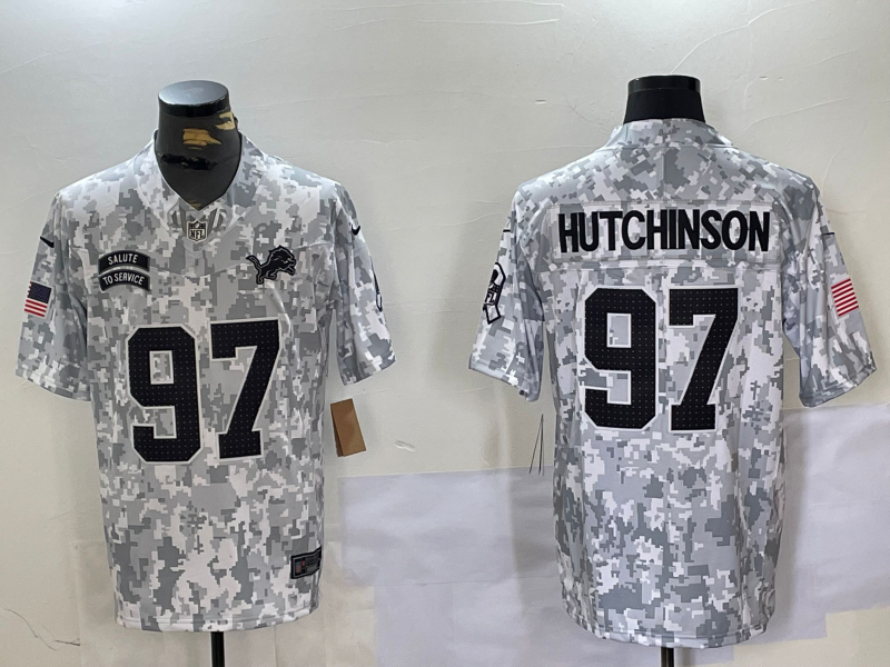 Men's Detroit Lions Aidan Hutchinson Arctic Camo 2024 Salute to Service Limited Jersey