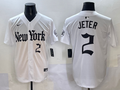 Men's New York Yankees Derek Jeter White Team Game Player Jersey
