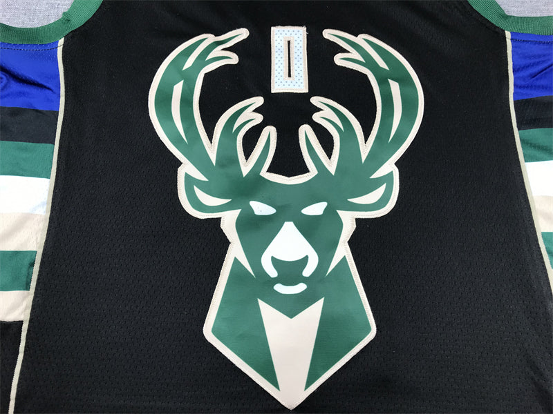 Men's Milwaukee Bucks Damian Lillard Black Swingman Jersey