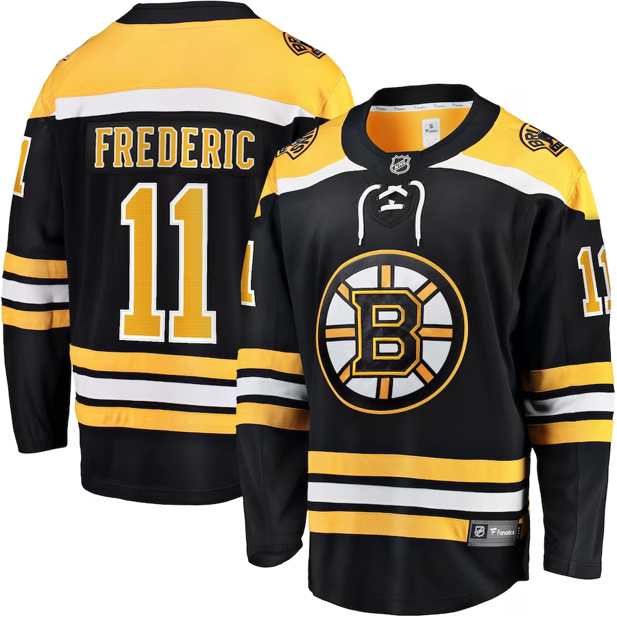 Men's Boston Bruins Trent Frederic Black Replica Player Jersey