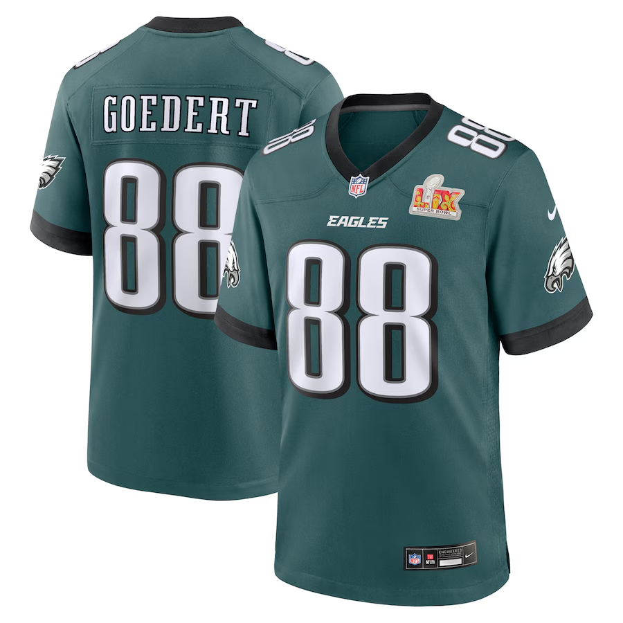 Men's Philadelphia Eagles Dallas Goedert Midnight Green Super Bowl LIX Game Player Jersey