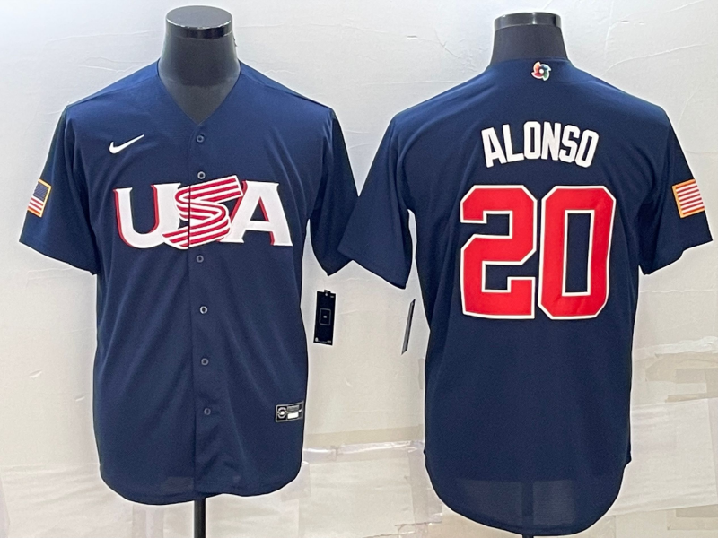 Men's 2023 World Baseball Classic Pete Alonso USA Navy Jersey