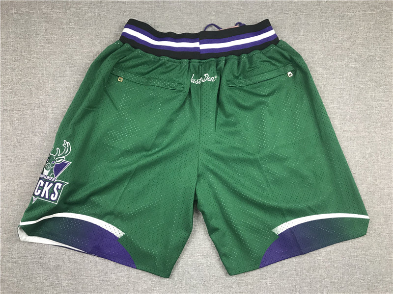 Men's Milwaukee Bucks Basketball Shorts With pocket Vintage Green