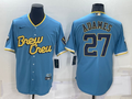 Men's Milwaukee Brewers Willy Adames Blue Stitched Jersey