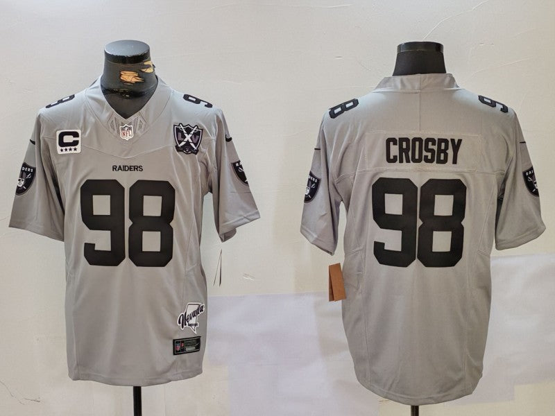 Men's Las Vegas Raiders Maxx Crosby Gray 2024 Vapor Limited Jersey