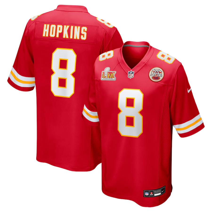 Men's Kansas City Chiefs DeAndre Hopkins Red Super Bowl LIX Game Player Jersey