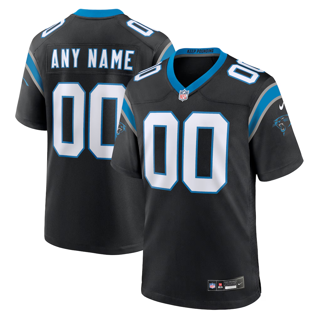 Men's Carolina Panthers Black Custom Game Jersey