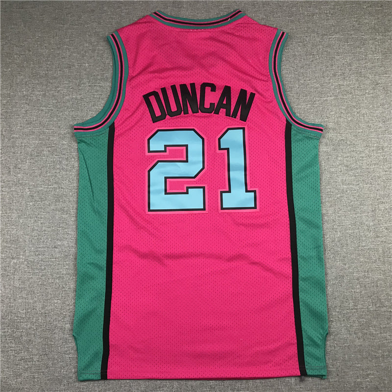 Men's San Antonio Spurs Tim Duncan Pink 1998/99 Classics Swingman Player Jersey