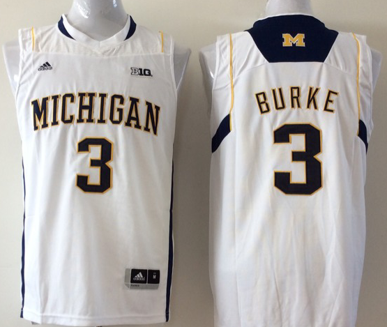 Men's Michigan Wolverines Trey Burke White Team Replica Basketball Jersey