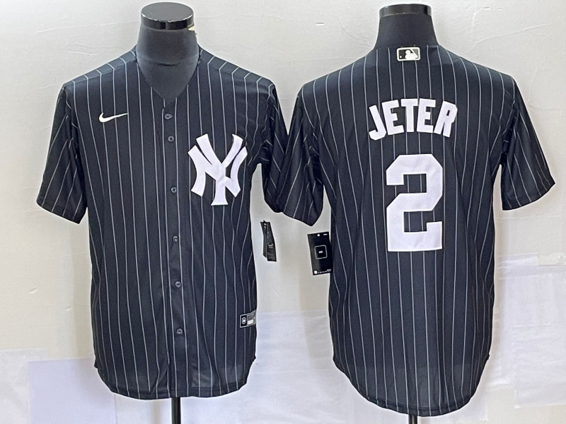 Men's New York Yankees Derek Jeter Black Official Replica Player Jersey