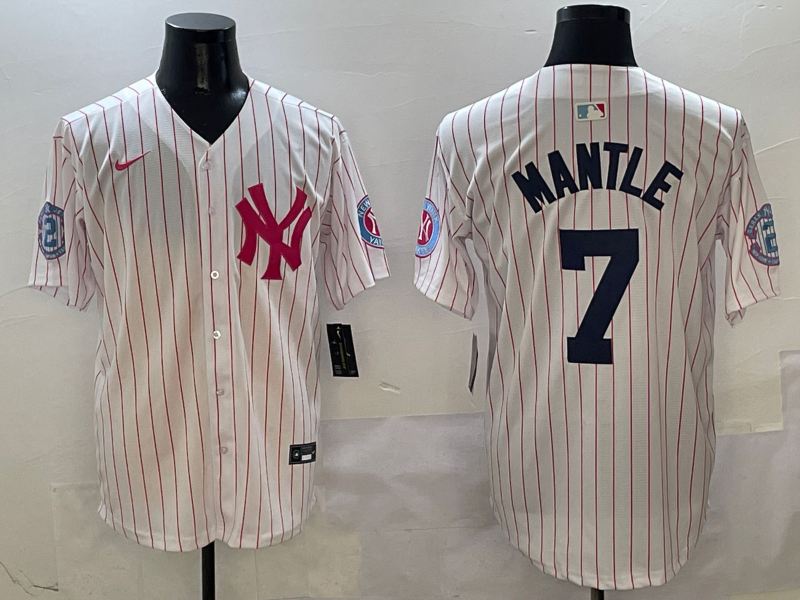 Men's New York Yankees Mickey Mantle White Team Player Jersey
