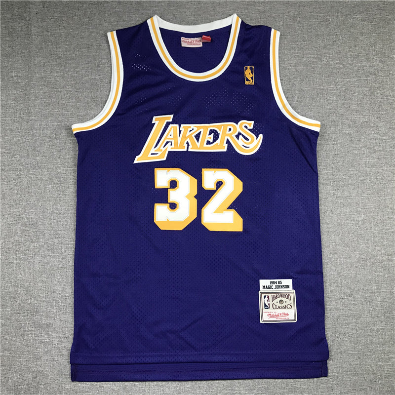 Men's Los Angeles Lakers Magic Johnson Purple Throwback Jersey