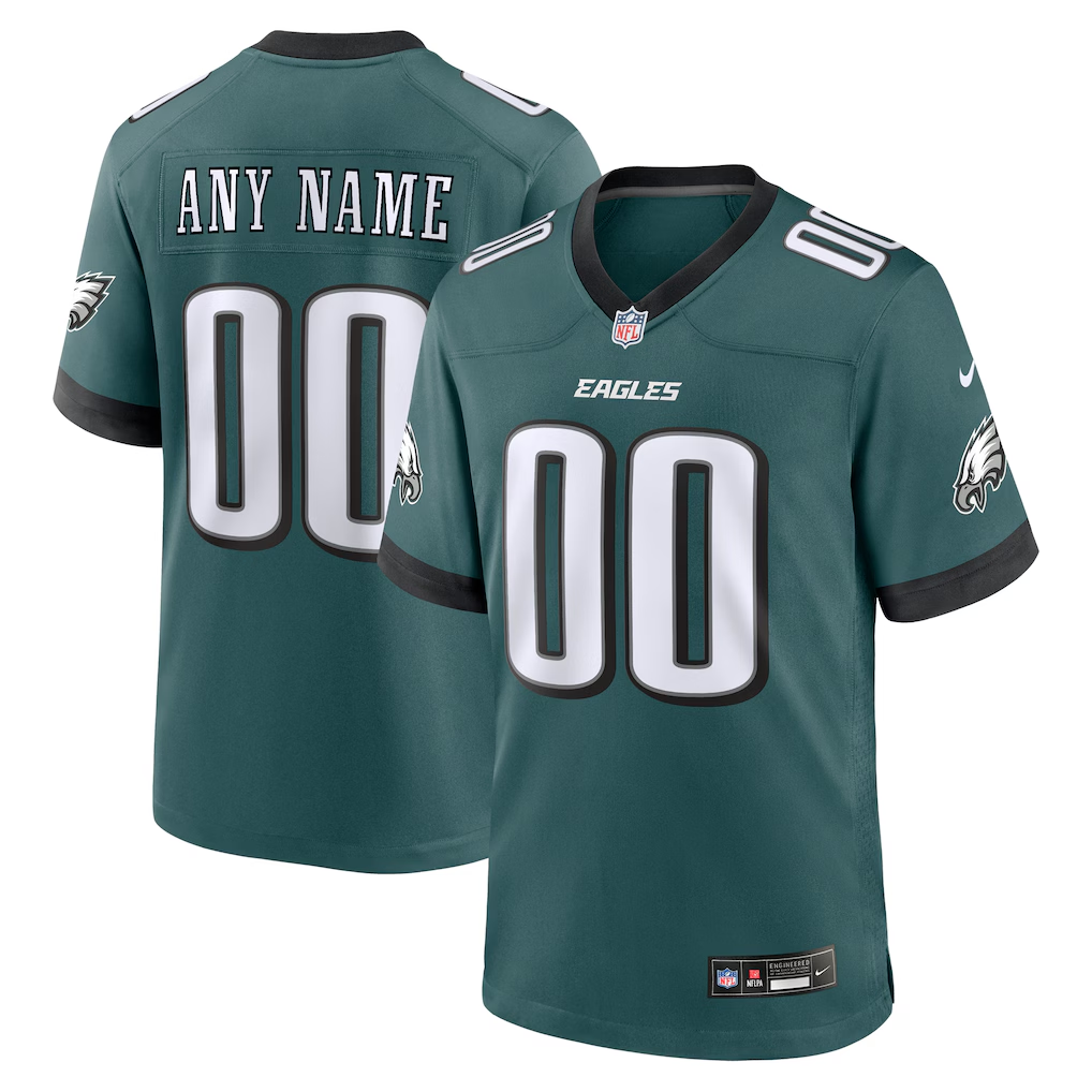 Men's Philadelphia Eagles Midnight Green Custom Game Jersey
