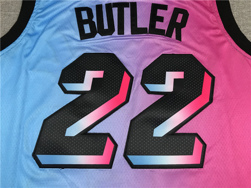 Men's Miami Heat Jimmy Butler NBA Pink Blue Swingman Jersey - City Edition