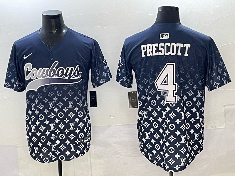 Men's Dallas Cowboys Dak Prescott Navy Team Game Player Jersey