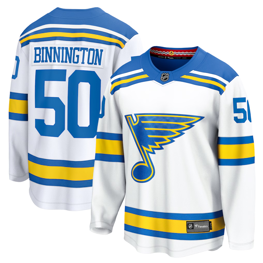Men's St. Louis Blues Jordan Binnington Fanatics White Player Jersey