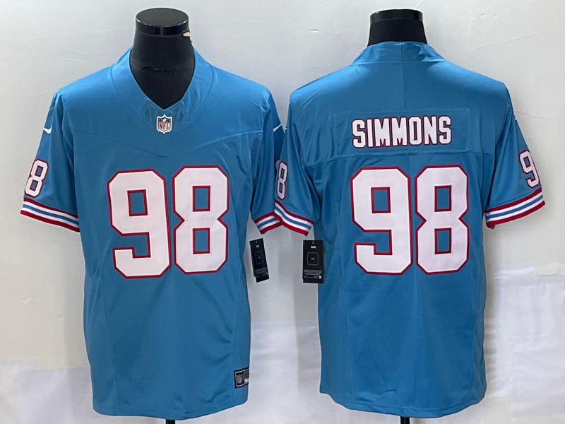 Men's Tennessee Titans Jeffery Simmons Light Blue Oilers Throwback Vapor F.U.S.E. Limited Jersey