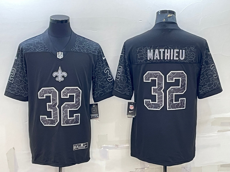 Men's New Orleans Saints Tyrann Mathieu Black RFLCTV Limited Jersey