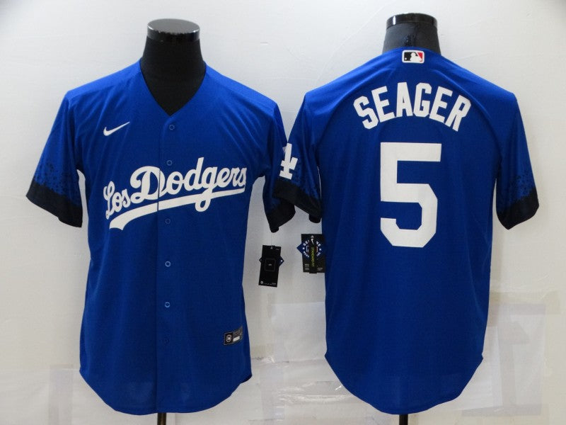 Men's Los Angeles Dodgers Corey Seager Blue Stitched Jersey