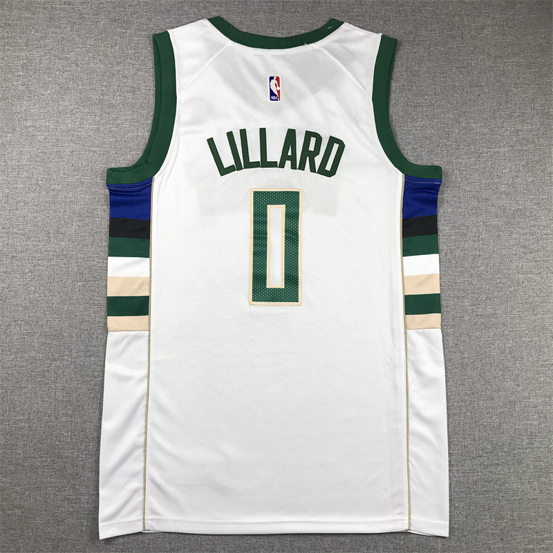 Men's Milwaukee Bucks Damian Lillard White Fast Break Player Jersey - Association Edition