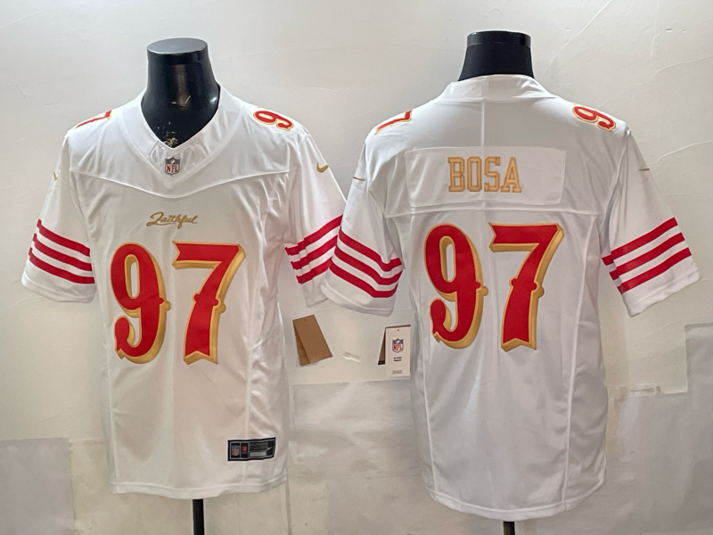 Men's San Francisco 49ers Nick Bosa White 2025 Rivalries Collection Game Jersey