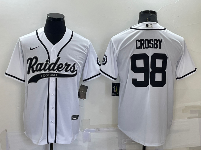 Men's Las Vegas Raiders Maxx Crosby White Game Jersey Joint Edition