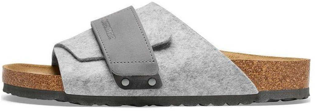 Birkenstock Kyoto 1025744 Natural Leather Felt Narrow Fit Light Grey Slide Sandals