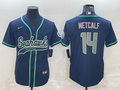 Men's Seattle Seahawks DK Metcalf Navy Game Jersey Joint Edition