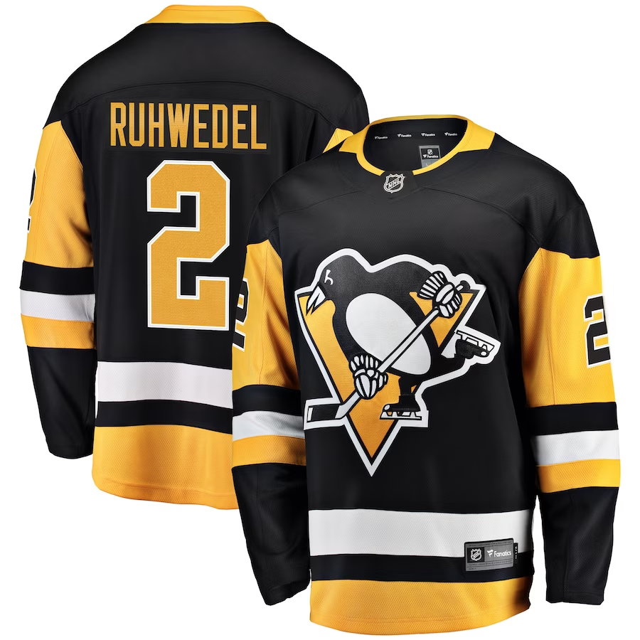 Men's Pittsburgh Penguins Chad Ruhwedel Black Player Game Jersey