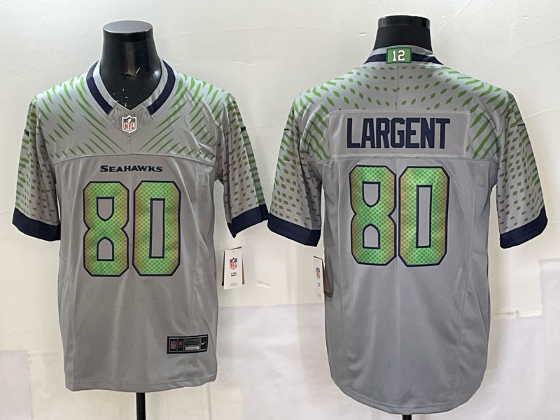 Men's Seattle Seahawks Steve Largent Wolf Gray 2025 Rivalries Collection Limited Jersey