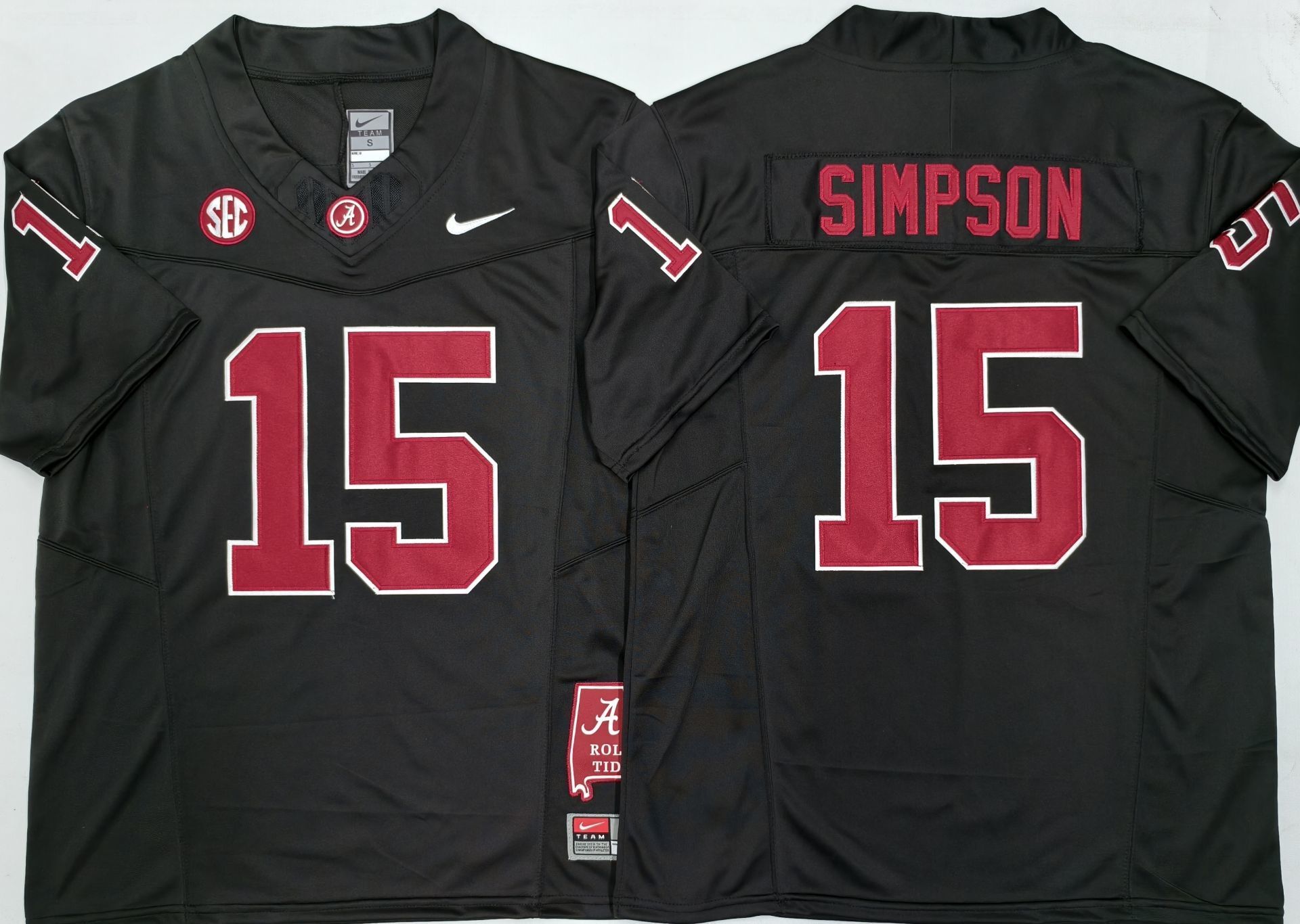 Men's Alabama Crimson Tide Ty Simpson Black Player Game Jersey