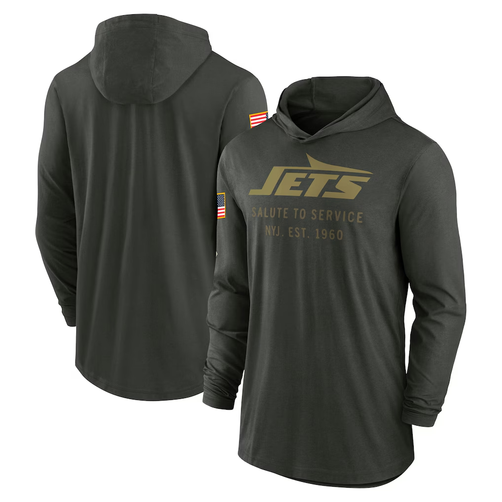 Men's New York Jets Forest Green 2025 Salute to Service Sideline Dri-FIT Lightweight Hooded Pullover