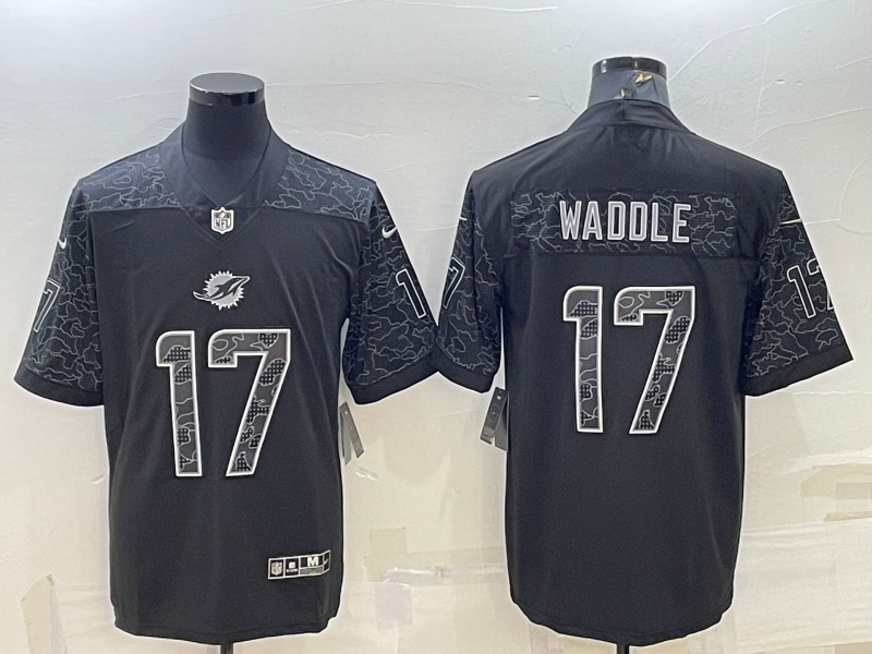 Men's Miami Dolphins Jaylen Waddle Black RFLCTV Limited Jersey