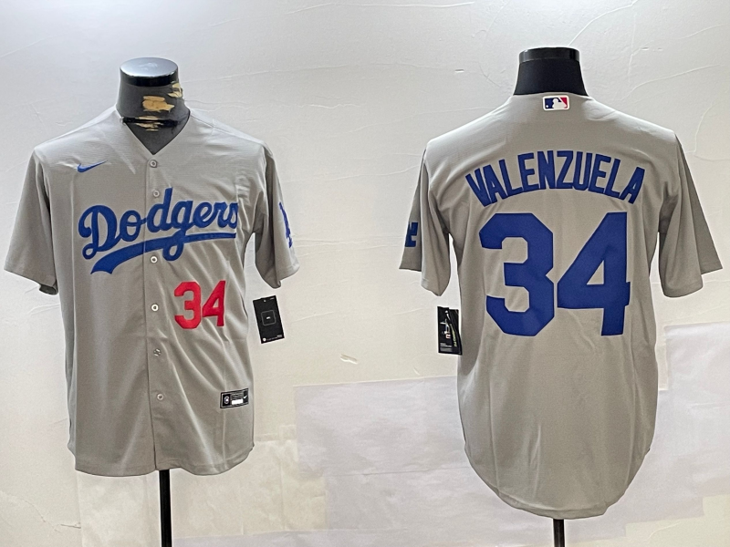 Men's Los Angeles Dodgers Fernando Valenzuela Gray Replica Baseball Jersey