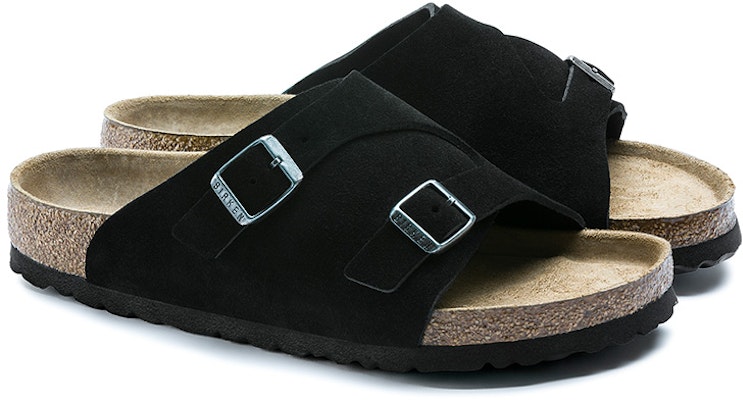 Birkenstock Zrich Soft Footbed Suede Leather 1009529 Narrow Fit Black Sandals