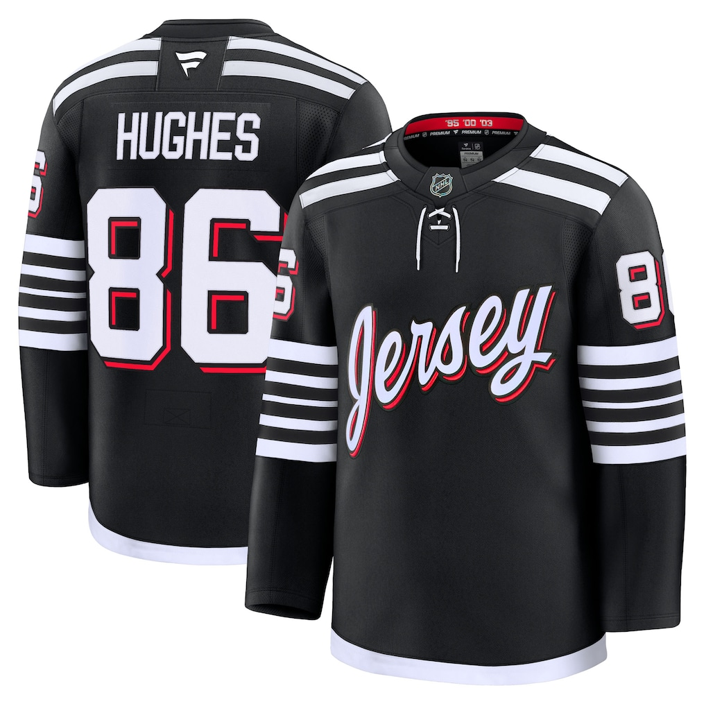 Men's New Jersey Devils Jack Hughes Fanatics Black Alternate Premium Jersey