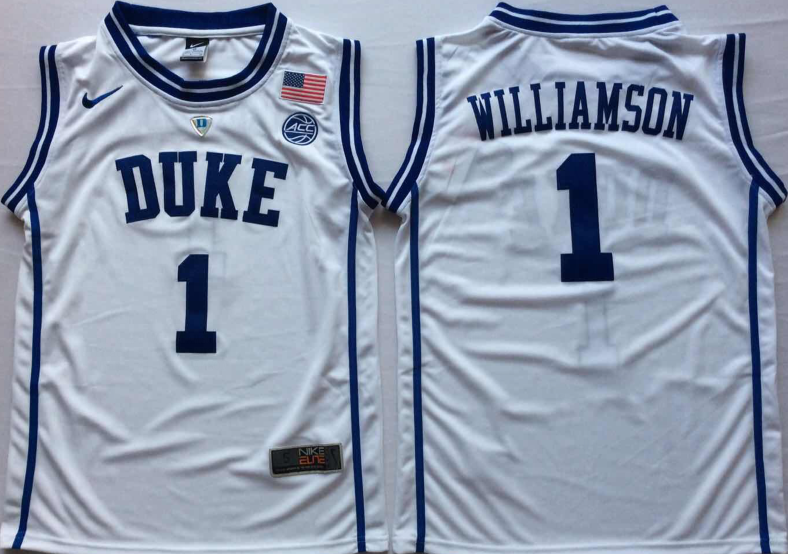 Men's Duke Blue Devils Zion Williamson White Player Game Jersey