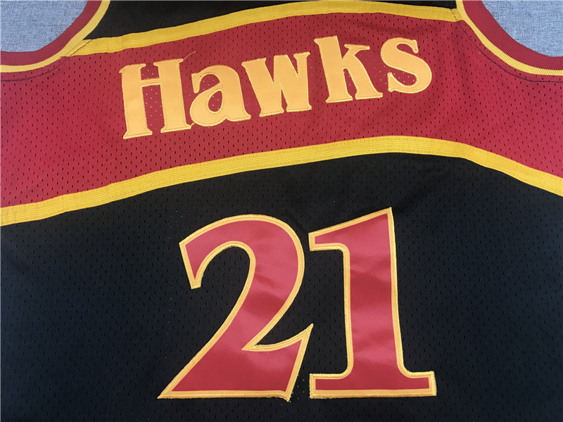 Men's Atlanta Hawks Dominique Wilkins 1986-87 Black Hardwood Classics Swingman Jersey
