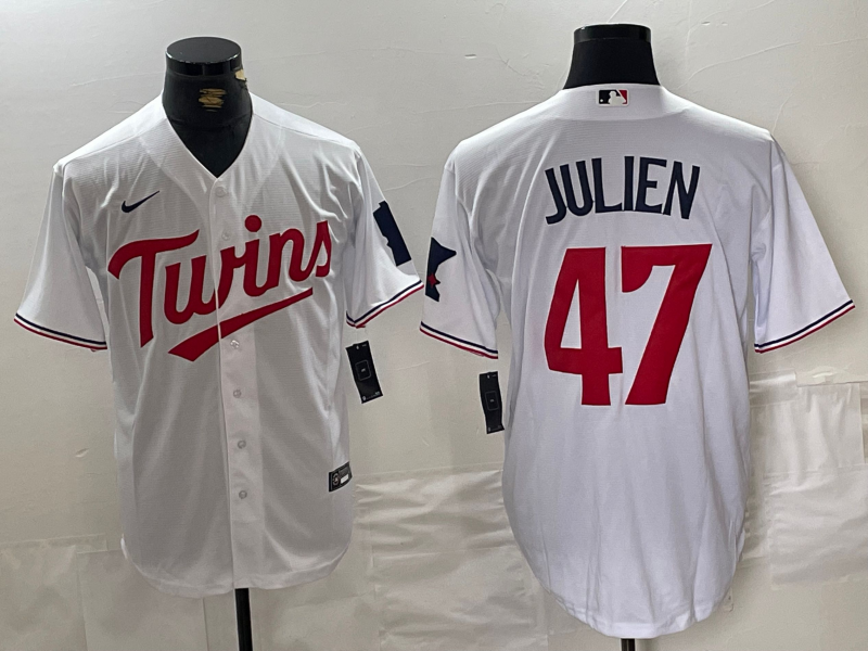 Men's Minnesota Twins Edouard Julien White Home Replica Player Jersey