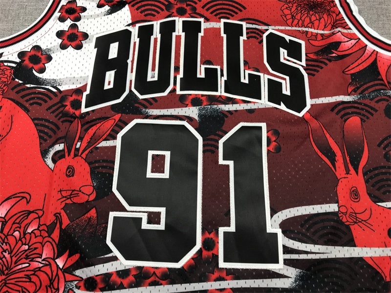 Men's Chicago Bulls Dennis Rodman Year of Rabbit Edition Hardwood Classics Swingman Jersey