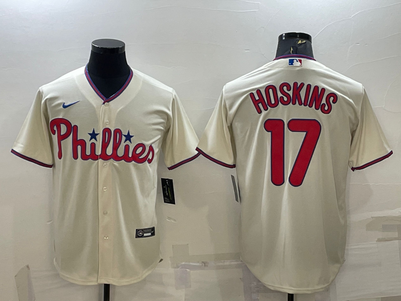 Men's Philadelphia Phillies Rhys Hoskins Beige Replica Player Jersey