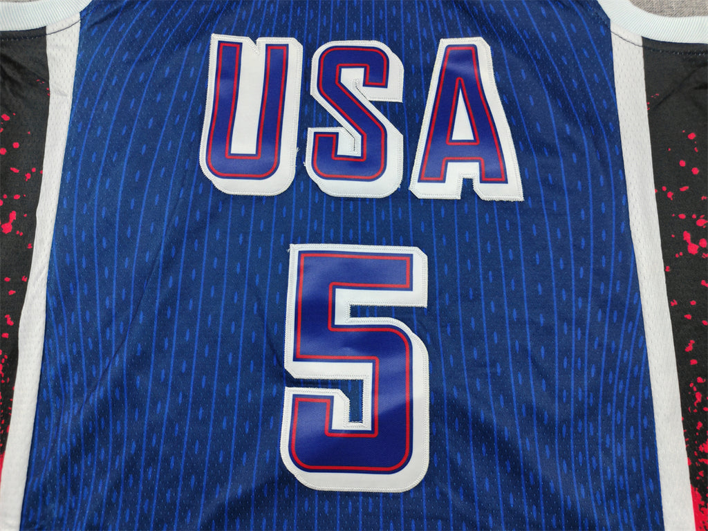 Men's 2024 USA Dream Team Anthony Edwards Navy Authentic Player Jersey