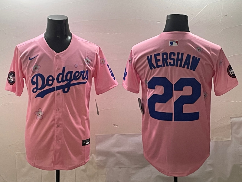 Men's Los Angeles Dodgers Clayton Kershaw Pink Replica Player Jersey