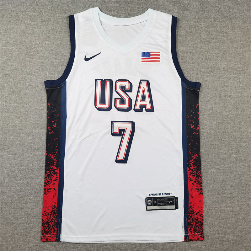 Men's 2024 USA Dream Team Kevin Durant White Authentic Player Jersey