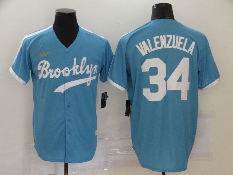 Men's Los Angeles Dodgers Fernando Valenzuela Light Blue Replica Baseball Jersey